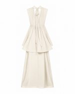 FW-092 | LONG CHIFFON DRESS WITH CROSSOVER BODICE AND ASYMMETRIC FLOUNCE - Image 9