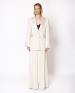 FW-094W | LONGLINE BLAZER WITH TUXEDO COLLAR AND SATIN DETAILS - Image 2