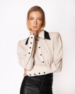 FW-018 | CONTRAST-COLLAR SHIRT WITH PUFF SLEEVES - Image 6