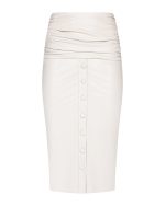 FW-041 | OFF-WHITE HIGH-WAISTED LEATHER MIDI SKIRT WITH BUTTONS - Image 2