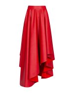 FW-049 | RED LEATHER MAXI SKIRT WITH ASYMMETRIC HEM - Image 2