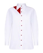 FW-050 | WHITE SHIRT WITH RED LEATHER DETAIL - Image 3