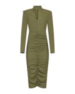 FW-060 | FITTED MIDI DRESS WITH RUCHING - Image 8