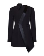 FW-070 | ASYMMETRIC BLAZER DRESS WITH SATIN DETAIL - Image 2