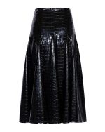 FW-072 | CROC-EFFECT MIDI SKIRT - Image 3