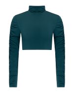 FW-090 | CROPPED STRETCH JERSEY TOP WITH RUCHED SLEEVES - Image 11