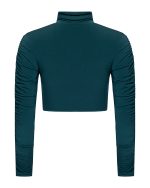 FW-090 | CROPPED STRETCH JERSEY TOP WITH RUCHED SLEEVES - Image 12