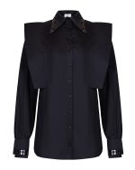 FW-073B | CROPPED SHIRT WITH GEOMETRIC SHOULDERS - Image 3