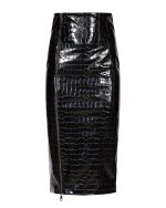 FW-084 | CROCO-EMBOSSED LEATHER MIDI SKIRT - Image 2
