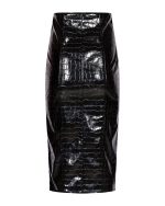 FW-084 | CROCO-EMBOSSED LEATHER MIDI SKIRT - Image 3